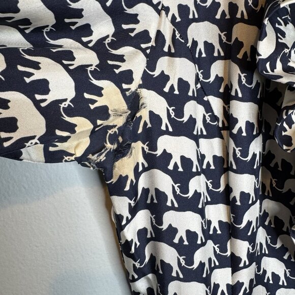 Elizabeth Mckay Elephant Print Silk Long Blue Cardigan Size 6 Lightweight Animal - Picture 10 of 11